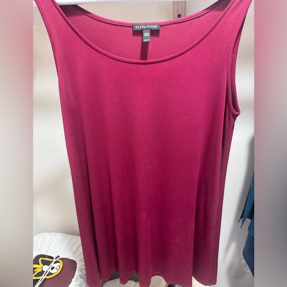 Eileen Fisher Magenta Silk Sleeveless Blouse